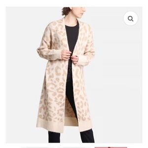 NWT Comfy Luxe women’s tan camel black leopard long cardigan ONE SIZE super soft